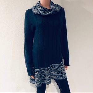 Navy Blue Cowl Neck Sweater Dress